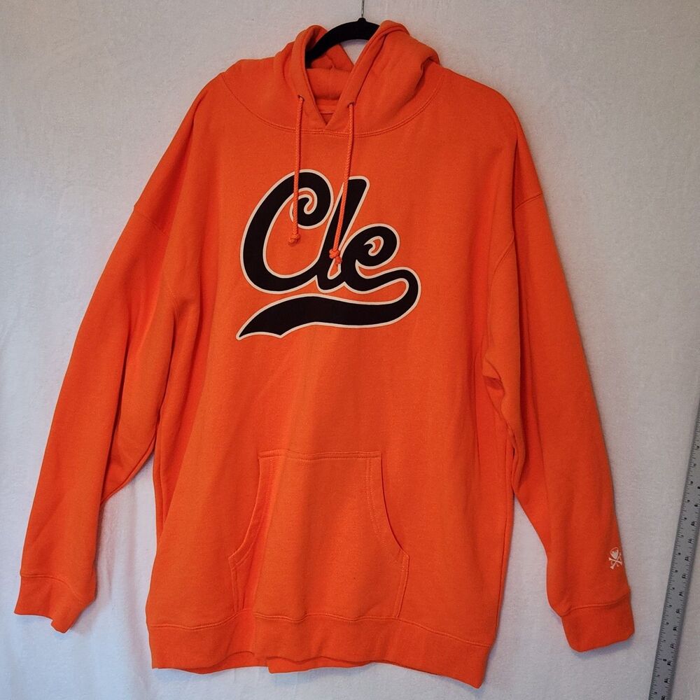 NWT Cleveland Clothing Co Men's 3XL Safety Orange Cle Endzone Script Hoodie